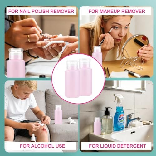 NXJ INFILILA Acetone Pump Dispenser 2 Pack, 180ml/6.4oz Push Down Dispenser Bottle for Acetone, Alcohol, Nail Polish Remover, Makeup Remover, Toner – Leak-Proof & BPA-Free - görsel 10