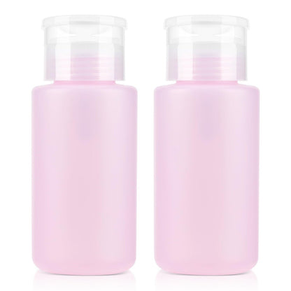 NXJ INFILILA Acetone Pump Dispenser 2 Pack, 180ml/6.4oz Push Down Dispenser Bottle for Acetone, Alcohol, Nail Polish Remover, Makeup Remover, Toner – Leak-Proof & BPA-Free