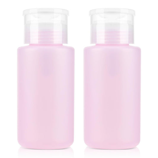 NXJ INFILILA Acetone Pump Dispenser 2 Pack, 180ml/6.4oz Push Down Dispenser Bottle for Acetone, Alcohol, Nail Polish Remover, Makeup Remover, Toner – Leak-Proof & BPA-Free