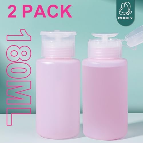 NXJ INFILILA Acetone Pump Dispenser 2 Pack, 180ml/6.4oz Push Down Dispenser Bottle for Acetone, Alcohol, Nail Polish Remover, Makeup Remover, Toner – Leak-Proof & BPA-Free - görsel 6