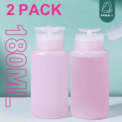 NXJ INFILILA Acetone Pump Dispenser 2 Pack, 180ml/6.4oz Push Down Dispenser Bottle for Acetone, Alcohol, Nail Polish Remover, Makeup Remover, Toner – Leak-Proof & BPA-Free