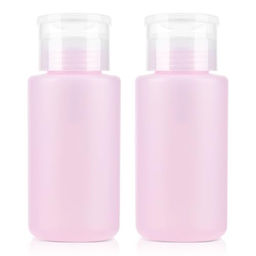 NXJ INFILILA Acetone Pump Dispenser 2 Pack, 180ml/6.4oz Push Down Dispenser Bottle for Acetone, Alcohol, Nail Polish Remover, Makeup Remover, Toner – Leak-Proof & BPA-Free - görsel 2