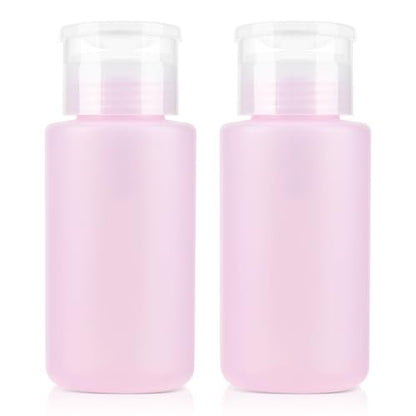 NXJ INFILILA Acetone Pump Dispenser 2 Pack, 180ml/6.4oz Push Down Dispenser Bottle for Acetone, Alcohol, Nail Polish Remover, Makeup Remover, Toner – Leak-Proof & BPA-Free