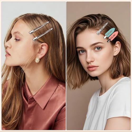 NOOEPC 44Pcs Metal Alligator Hair Clips - Duck Billed Hair Pins for Styling, Dyeing, and Makeup, Creaseless Salon Hair Clips, Multicolor Mixed Sizes - görsel 4