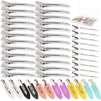 NOOEPC 44Pcs Metal Alligator Hair Clips - Duck Billed Hair Pins for Styling, Dyeing, and Makeup, Creaseless Salon Hair Clips, Multicolor Mixed Sizes