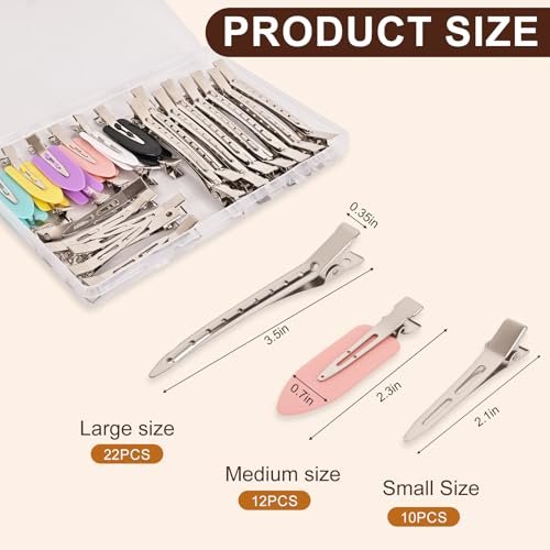 NOOEPC 44Pcs Metal Alligator Hair Clips - Duck Billed Hair Pins for Styling, Dyeing, and Makeup, Creaseless Salon Hair Clips, Multicolor Mixed Sizes - görsel 14