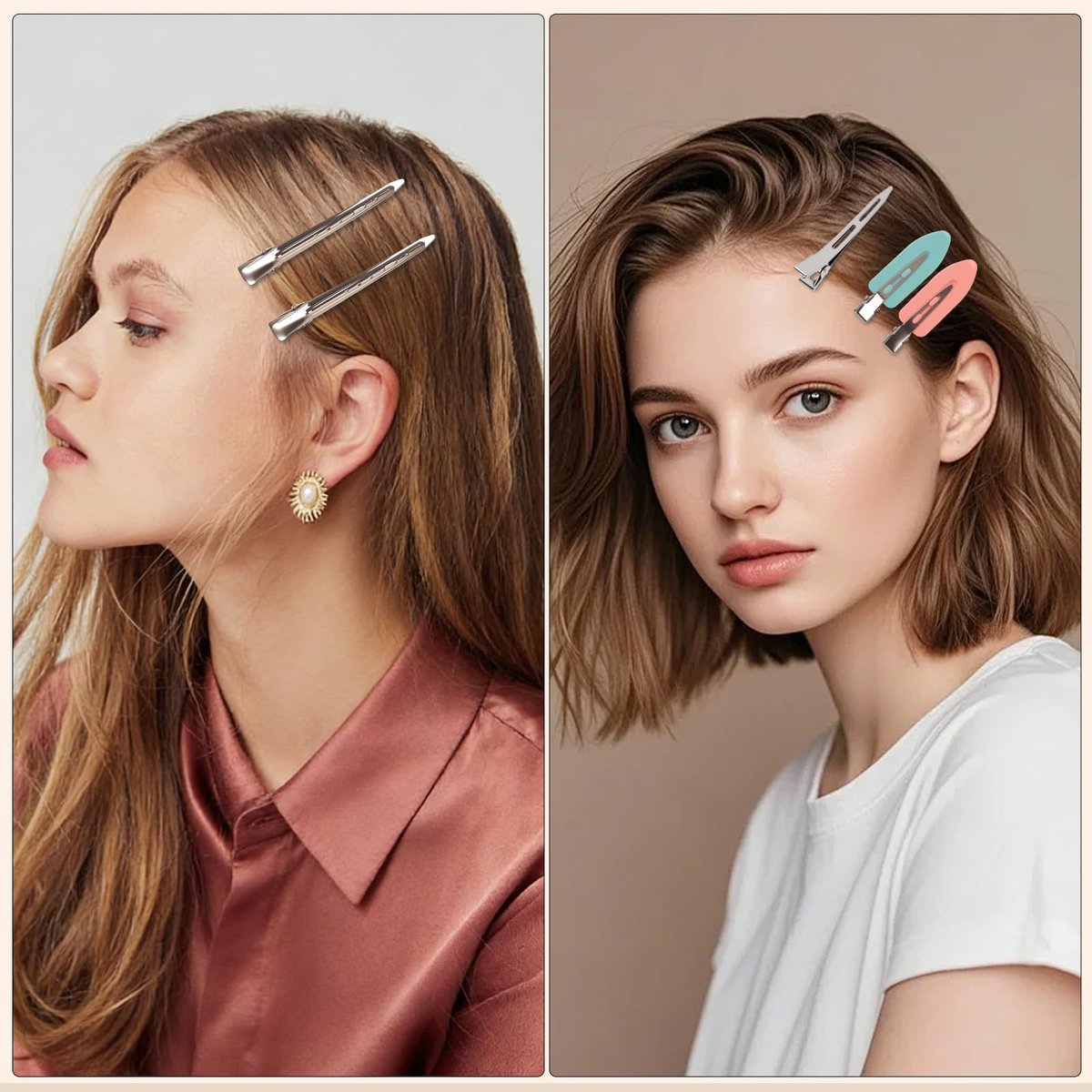 NOOEPC 44Pcs Metal Alligator Hair Clips - Duck Billed Hair Pins for Styling, Dyeing, and Makeup, Creaseless Salon Hair Clips, Multicolor Mixed Sizes - görsel 3