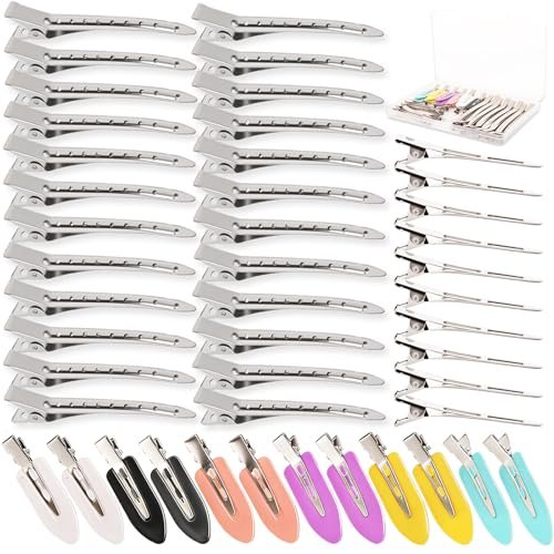 NOOEPC 44Pcs Metal Alligator Hair Clips - Duck Billed Hair Pins for Styling, Dyeing, and Makeup, Creaseless Salon Hair Clips, Multicolor Mixed Sizes - görsel 2
