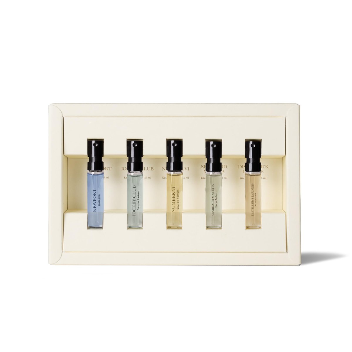 Caswell-Massey Fragrance Discovery Collection for Men – 5-Piece Sample Set – Number Six, Jockey Club, Newport, Distiller’s Lounge & Seaboard Matcha Avelisse