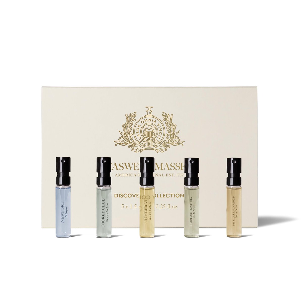 Caswell-Massey Fragrance Discovery Collection for Men – 5-Piece Sample Set – Number Six, Jockey Club, Newport, Distiller’s Lounge & Seaboard Matcha Avelisse