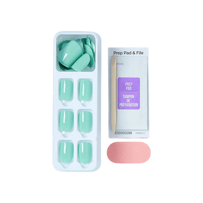imPRESS No Glue Mani Press On Nails - Get Closer, Short Green Squoval - 30 Nails with Prep Pad & Tools