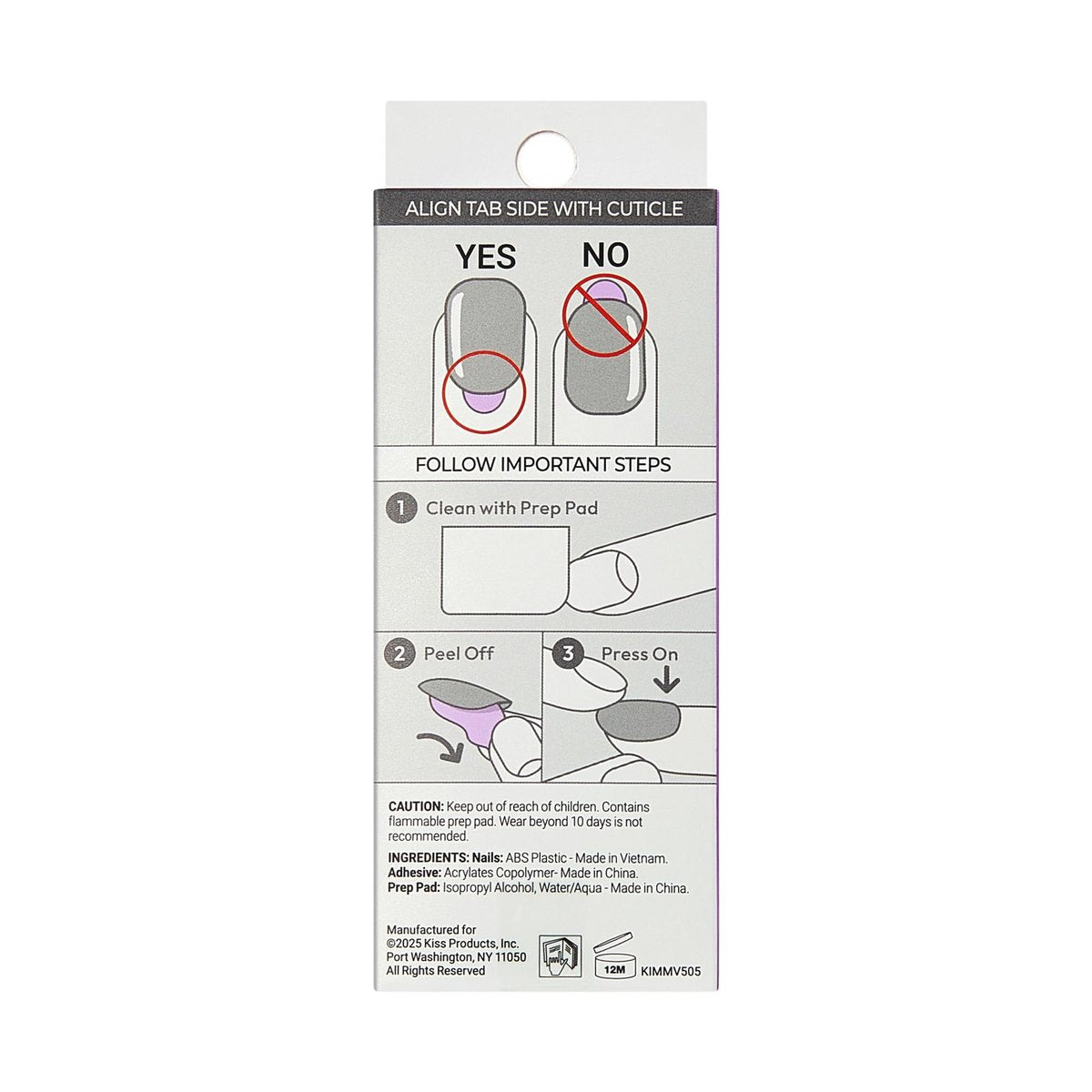 imPRESS Kiss Impress No Glue Mani Press On Nails - 'Chills' Design, White, Medium Almond Shape (30 Nails + Prep Pad + Tools) Avelisse