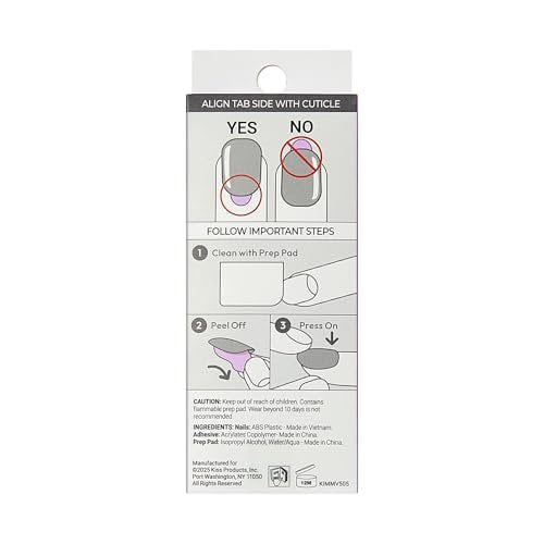 imPRESS Kiss Impress No Glue Mani Press On Nails - 'Chills' Design, White, Medium Almond Shape (30 Nails + Prep Pad + Tools) Avelisse