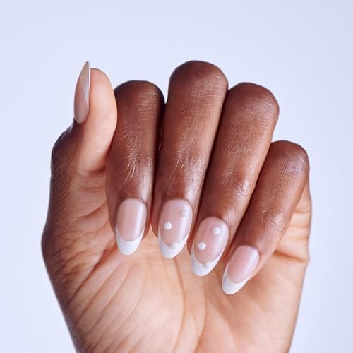 imPRESS Kiss Impress No Glue Mani Press On Nails - 'Chills' Design, White, Medium Almond Shape (30 Nails + Prep Pad + Tools) Avelisse