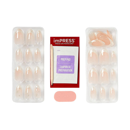 imPRESS Kiss Impress No Glue Mani Press On Nails - 'Chills' Design, White, Medium Almond Shape (30 Nails + Prep Pad + Tools) Avelisse