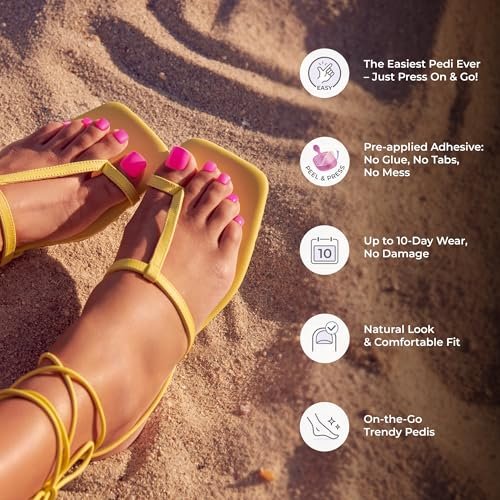 imPRESS Pure Mood No Glue Mani Press On Nails - Short Squoval, Orange, 24 Toenails Included - görsel 14