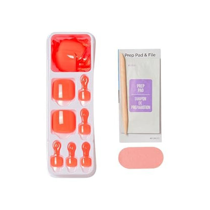 imPRESS Pure Mood No Glue Mani Press On Nails - Short Squoval, Orange, 24 Toenails Included