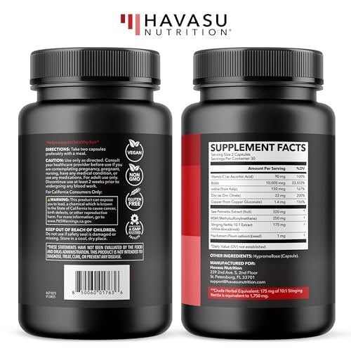 DHT Blocker for Men with Biotin 10000mcg - Saw Palmetto & MSM for Healthy Hair Growth - Vegan, Non-GMO, Gluten Free - 30 Servings - görsel 17