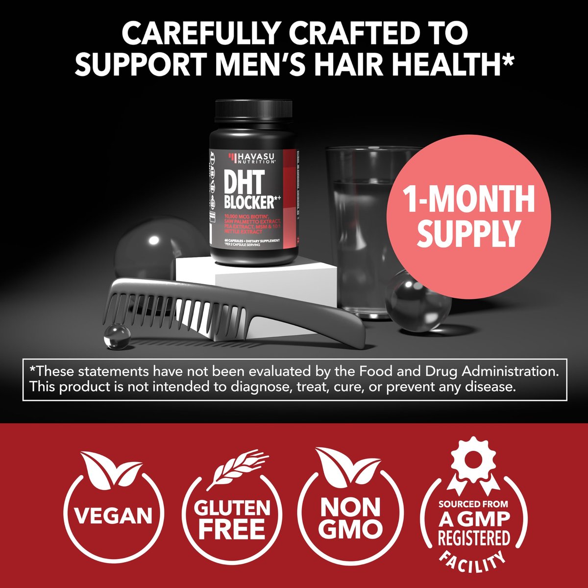 DHT Blocker for Men with Biotin 10000mcg - Saw Palmetto & MSM for Healthy Hair Growth - Vegan, Non-GMO, Gluten Free - 30 Servings - görsel 14