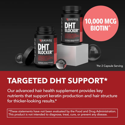 DHT Blocker for Men with Biotin 10000mcg - Saw Palmetto & MSM for Healthy Hair Growth - Vegan, Non-GMO, Gluten Free - 30 Servings