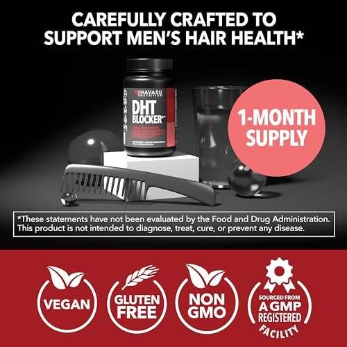 DHT Blocker for Men with Biotin 10000mcg - Saw Palmetto & MSM for Healthy Hair Growth - Vegan, Non-GMO, Gluten Free - 30 Servings - görsel 15