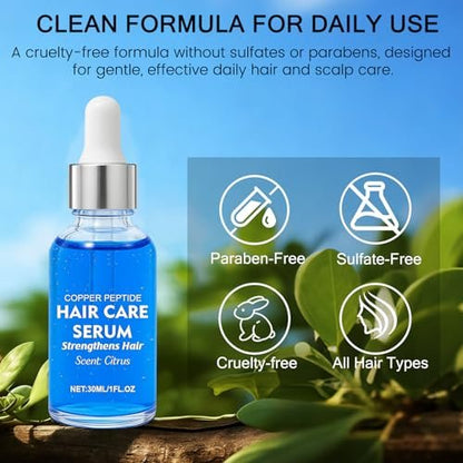 LXMTOU Copper Peptide Hair Growth Serum for Men & Women – Strengthen Hair & Nourish Scalp with Licorice Root & Ginseng Extracts, 1 Fl Oz