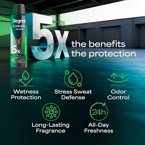 Degree Clinical Strength Antiperspirant Deodorant Intense Fresh Dry Spray 96-Hour Sweat and Odor Protection 3.8 OZ - görsel 8