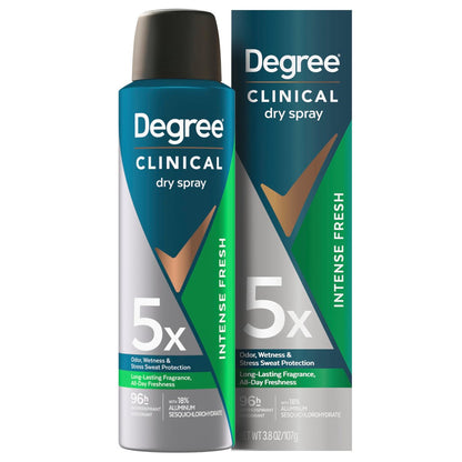 Degree Clinical Strength Antiperspirant Deodorant Intense Fresh Dry Spray 96-Hour Sweat and Odor Protection 3.8 OZ