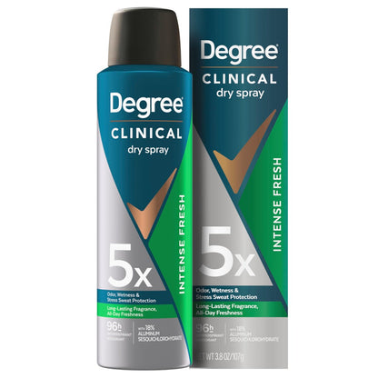 Degree Clinical Strength Antiperspirant Deodorant Intense Fresh Dry Spray 96-Hour Sweat and Odor Protection 3.8 OZ