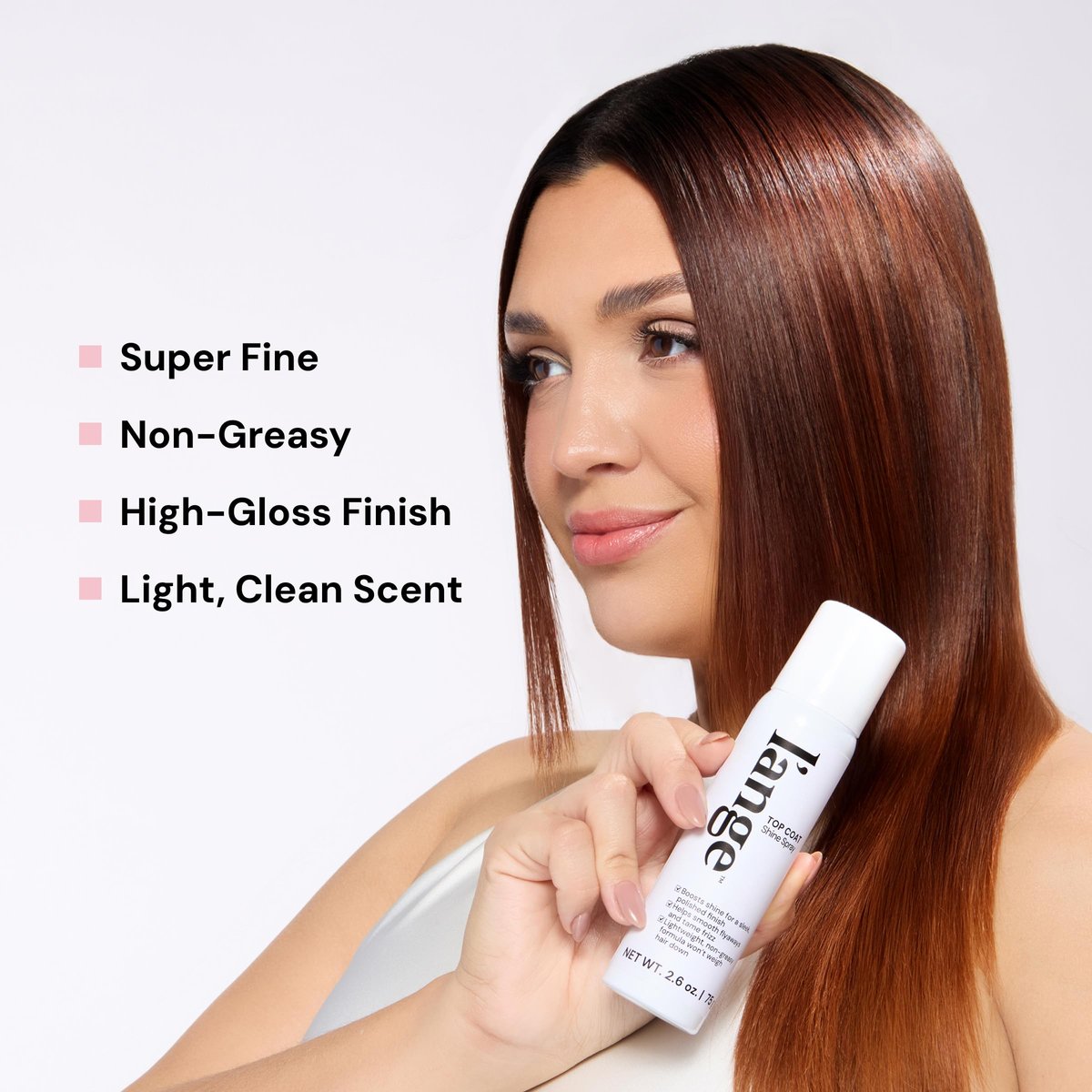 L'ANGE HAIR Top Coat Shine Spray - High-Gloss Finishing Spray, Frizz Control, Ultra-Fine Hydrating Mist, Lightweight 2.6 Fl Oz - görsel 6