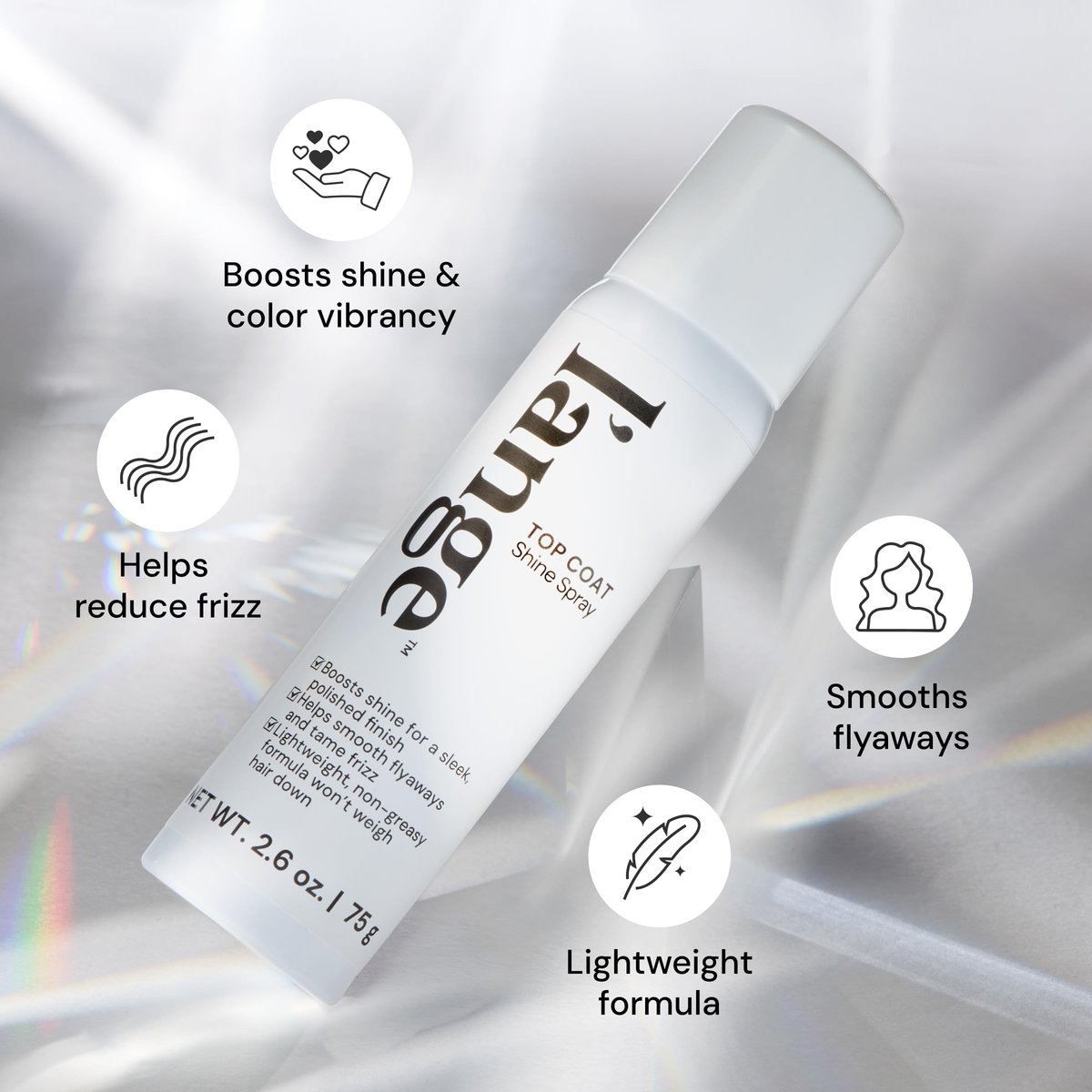 L'ANGE HAIR Top Coat Shine Spray - High-Gloss Finishing Spray, Frizz Control, Ultra-Fine Hydrating Mist, Lightweight 2.6 Fl Oz - görsel 4