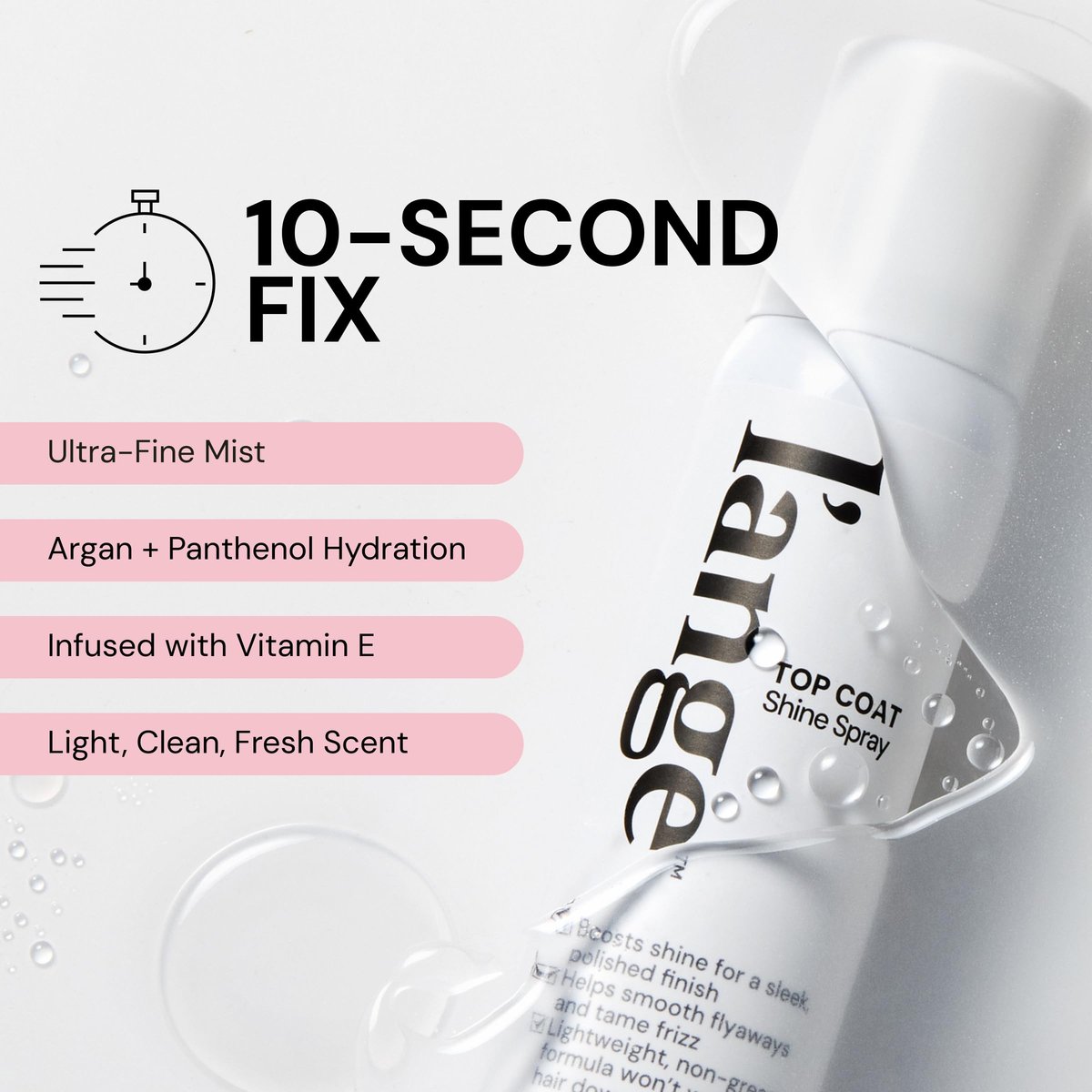 L'ANGE HAIR Top Coat Shine Spray - High-Gloss Finishing Spray, Frizz Control, Ultra-Fine Hydrating Mist, Lightweight 2.6 Fl Oz - görsel 8