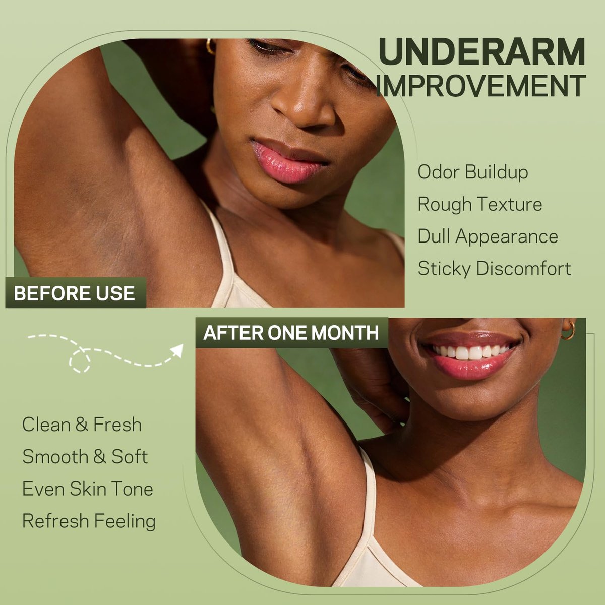 Armpit Detox Scrub with Green Tea - Gentle Underarm Detoxifying Exfoliating Scrub for Odor Control for Women & Men, 7 Fl Oz - görsel 5