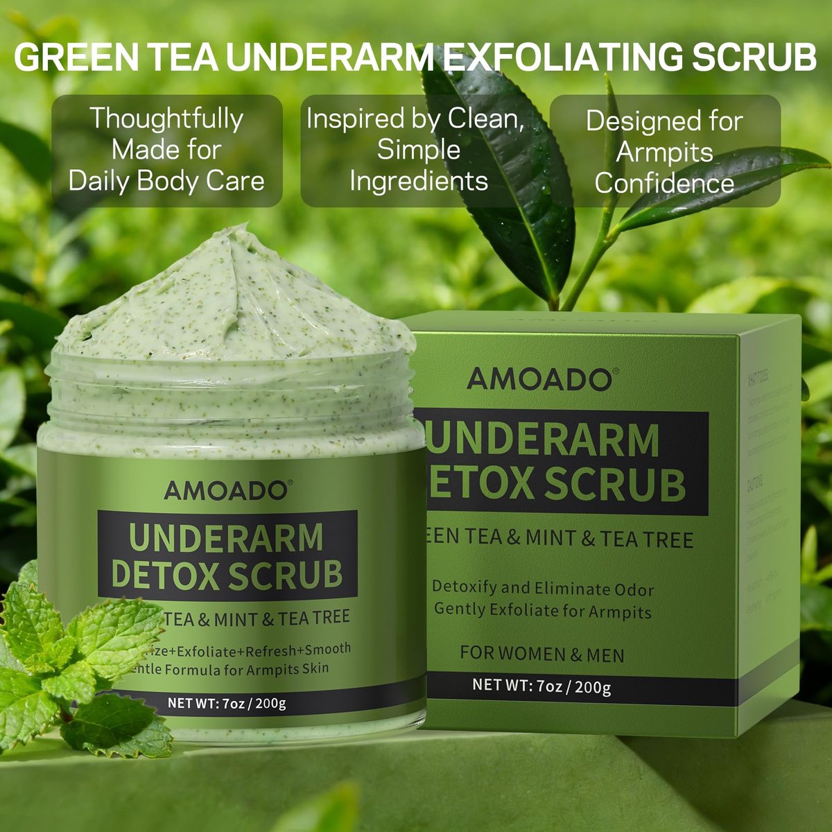 Armpit Detox Scrub with Green Tea - Gentle Underarm Detoxifying Exfoliating Scrub for Odor Control for Women & Men, 7 Fl Oz - görsel 17