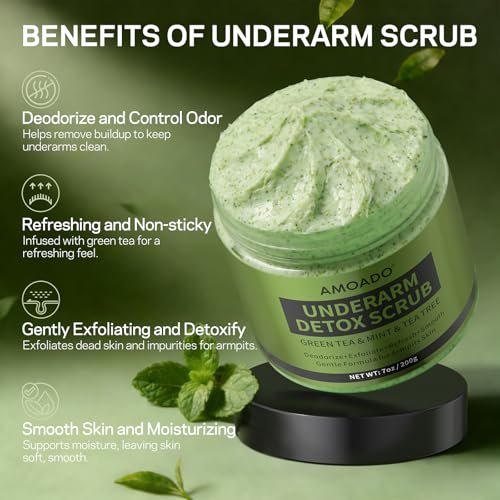 Armpit Detox Scrub with Green Tea - Gentle Underarm Detoxifying Exfoliating Scrub for Odor Control for Women & Men, 7 Fl Oz - görsel 4