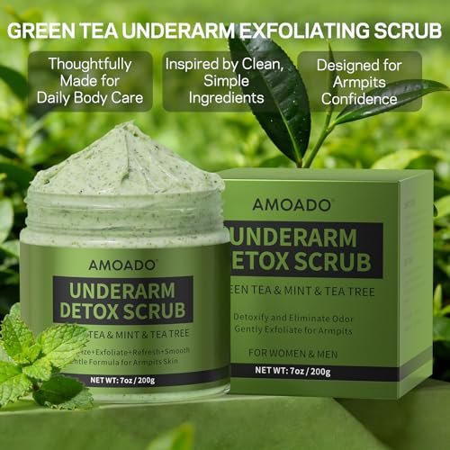 Armpit Detox Scrub with Green Tea - Gentle Underarm Detoxifying Exfoliating Scrub for Odor Control for Women & Men, 7 Fl Oz - görsel 18