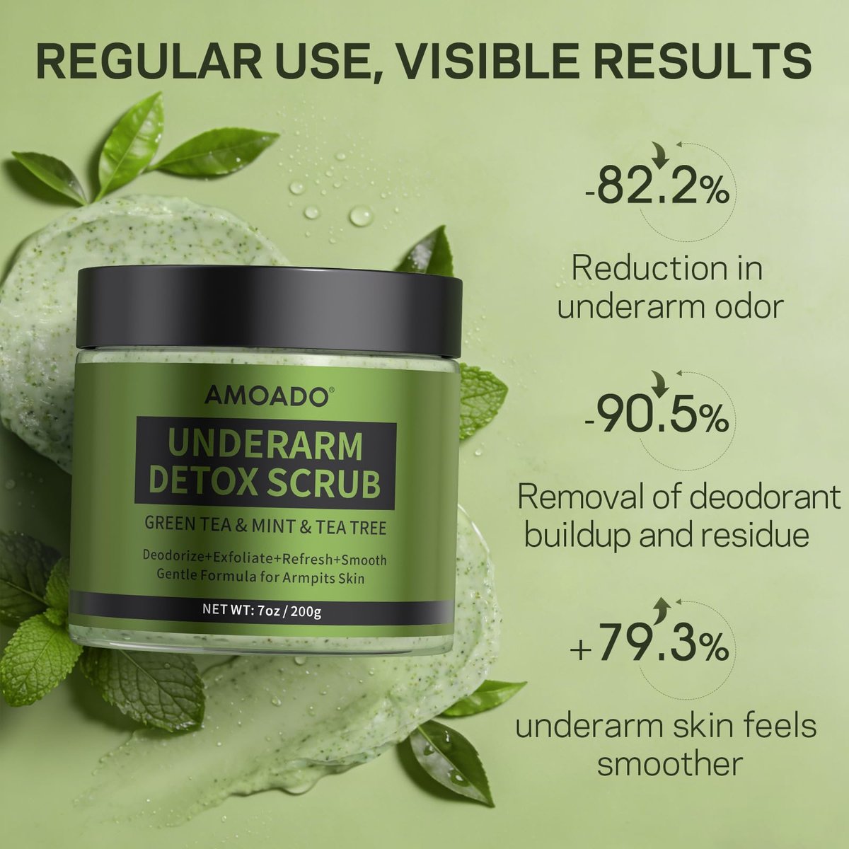 Armpit Detox Scrub with Green Tea - Gentle Underarm Detoxifying Exfoliating Scrub for Odor Control for Women & Men, 7 Fl Oz - görsel 13