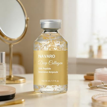 NaVaro Peptide Deep Collagen Lifting Ampoule – 72H Hydration, Palmitoyl Pentapeptide-4 for Face Tightening, Wrinkle Reduction & Glass Skin, 1.7 fl oz Avelisse