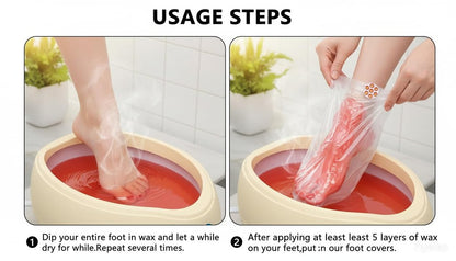 Plastic Disposable Foot Moisturizing Socks – 300 Count Paraffin Wax Spa Bags with 320 Secure Closure Stickers | Waterproof Liners for Pedicure & Dry Skin Treatment, Clear