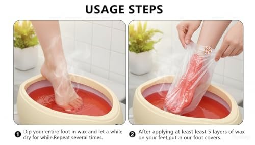 Plastic Disposable Foot Moisturizing Socks – 300 Count Paraffin Wax Spa Bags with 320 Secure Closure Stickers | Waterproof Liners for Pedicure & Dry Skin Treatment, Clear - görsel 4