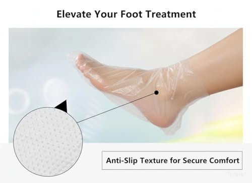 Plastic Disposable Foot Moisturizing Socks – 300 Count Paraffin Wax Spa Bags with 320 Secure Closure Stickers | Waterproof Liners for Pedicure & Dry Skin Treatment, Clear - görsel 6