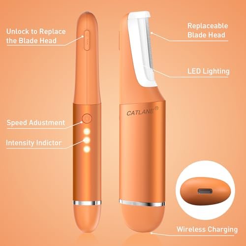 CATLANE Sonic Dermaplane Razor for Women - Face Dermaplaning Tool with Exfoliation & Hair Removal, Cosmic Orange Avelisse