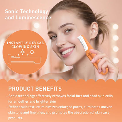 CATLANE Sonic Dermaplane Razor for Women - Face Dermaplaning Tool with Exfoliation & Hair Removal, Cosmic Orange Avelisse