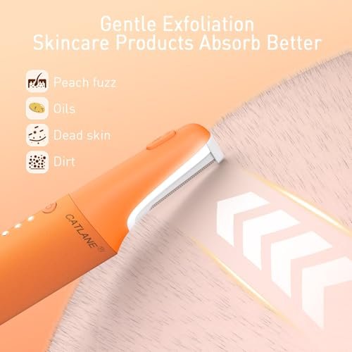 CATLANE Sonic Dermaplane Razor for Women - Face Dermaplaning Tool with Exfoliation & Hair Removal, Cosmic Orange Avelisse