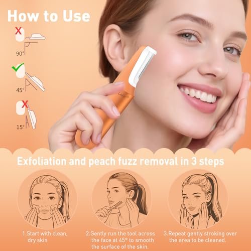 CATLANE Sonic Dermaplane Razor for Women - Face Dermaplaning Tool with Exfoliation & Hair Removal, Cosmic Orange Avelisse