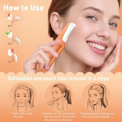 CATLANE Sonic Dermaplane Razor for Women - Face Dermaplaning Tool with Exfoliation & Hair Removal, Cosmic Orange Avelisse
