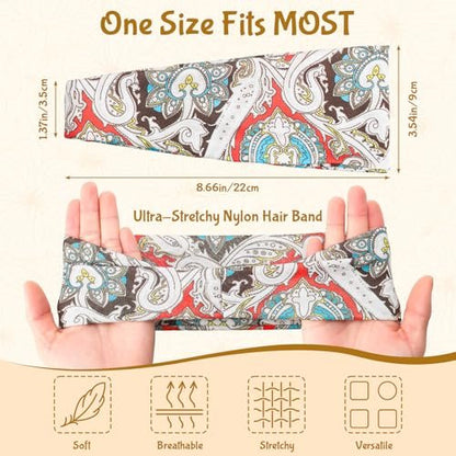 JATEBI 12 Pack Boho Headbands for Women - Fashion Wide Non Slip Yoga Workout Headband, Multicolor