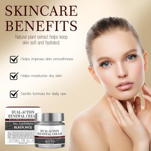 KeraErase Dual Action Renewal Cream - Black and White Rice Soothing Repair Cream for Healthier Skin, Professional Skin Treatment, Natural Body Serum for All Skin Types (2-Pack, 1 oz each) Avelisse