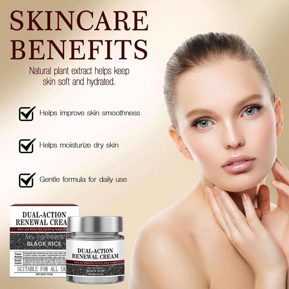 KeraErase Dual Action Renewal Cream - Black and White Rice Soothing Repair Cream for Healthier Skin, Professional Skin Treatment, Natural Body Serum for All Skin Types (2-Pack, 1 oz each) Avelisse