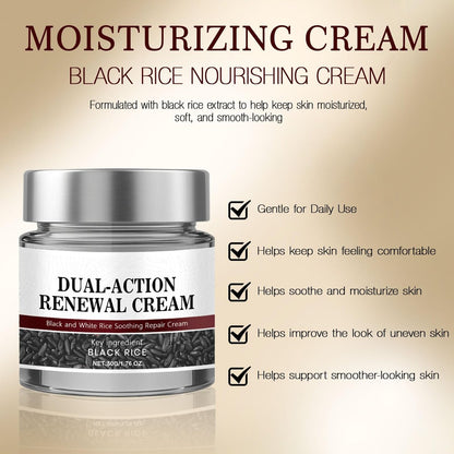 KeraErase Dual Action Renewal Cream - Black and White Rice Soothing Repair Cream for Healthier Skin, Professional Skin Treatment, Natural Body Serum for All Skin Types (2-Pack, 1 oz each) Avelisse